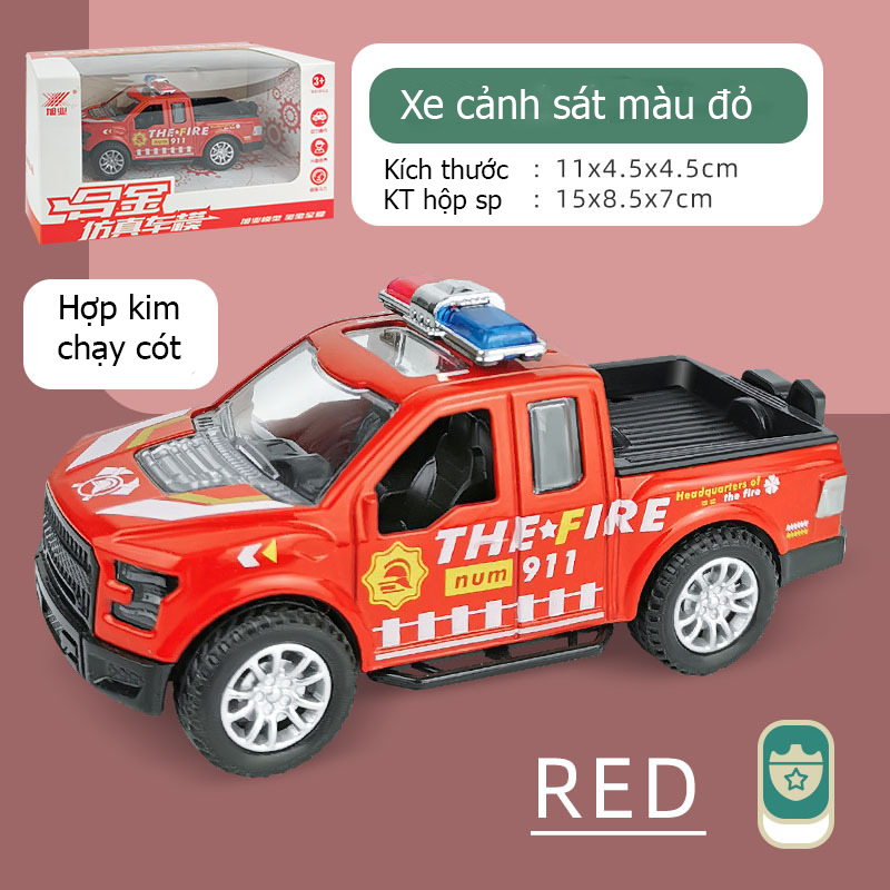 Đồ chơi mô hình xe ô tô cảnh sát KAVY - 01 bằng hợp kim chạy cót - Màu đỏ
