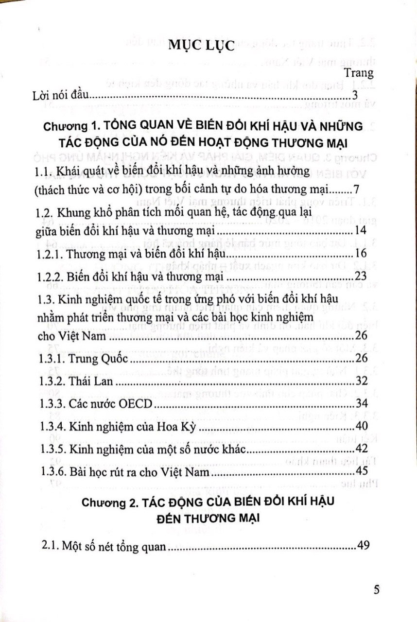 Tác Động Của Biến Đổi Khí Hậu Đến Hoạt Động Thượng Mại ở Việt Nam ( Sách Chuyên Khảo)