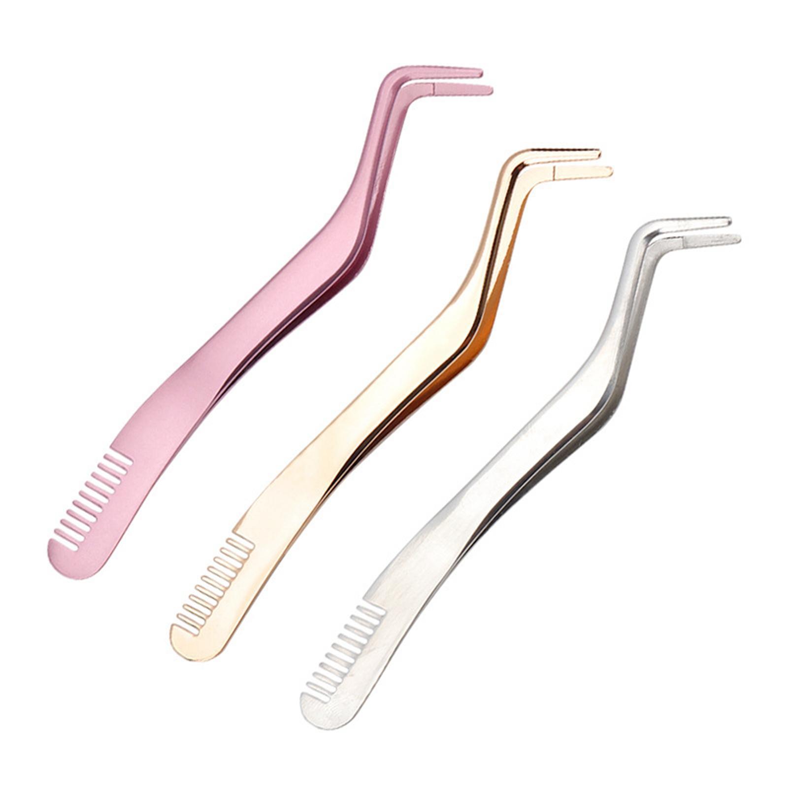 Professional 2 in 1 Curved Lashes Eyelash Tweezers, False Eyelash Tool for home Salon