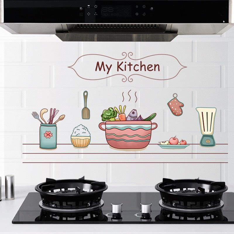CỰC KÌ RẺ Giấy dán tường nhà bếp cách nhiệt chống dầu mỡ chịu nhiệt ,decal dán bếp họa tiết