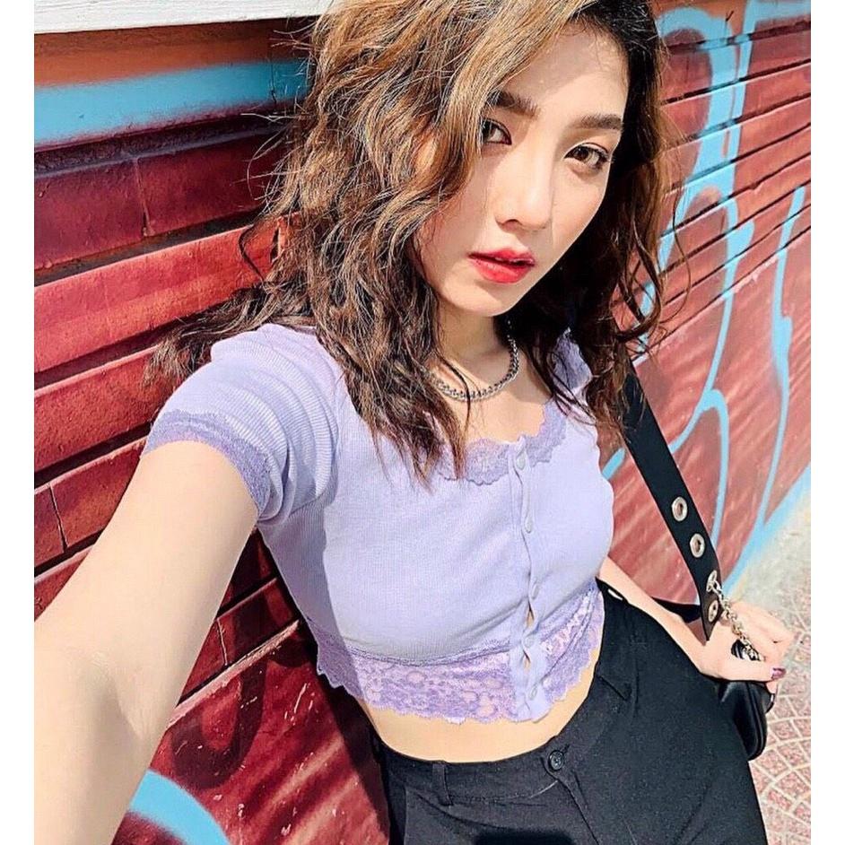 Áo Croptop Viền Ren