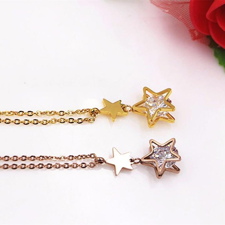 Dây chuyền nữ titan thời trang mặt hình ngôi sao thép không gỉ trangsucpt có 3 màu sắc DCNUT81