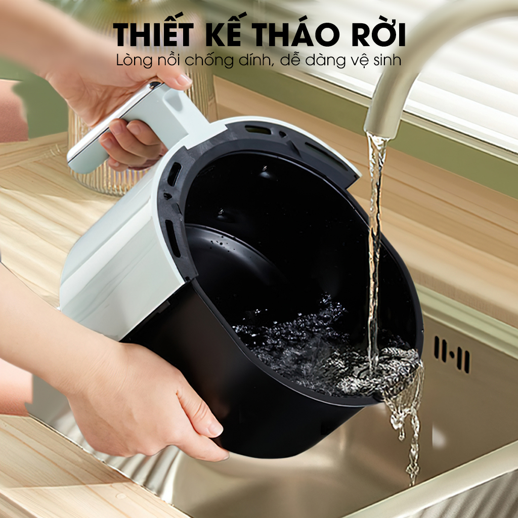 Nồi Chiên Không Dầu SAMONO SW-AFBE04 Xanh lá - Dung Tích 4 Lít - Thiết Kế Núm Vặn - Công Suất 1400W - HÀNG CHÍNH HÃNG