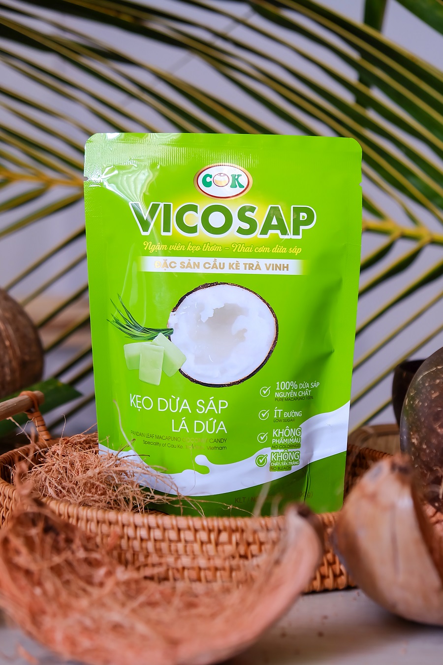 [COMBO 03 ] Kẹo dừa sáp Lá Dứa &amp; kẹo dừa sáp Nguyên Chất &amp; Kẹo dừa sáp Cacao &amp; Dừa sáp sấy giòn tan