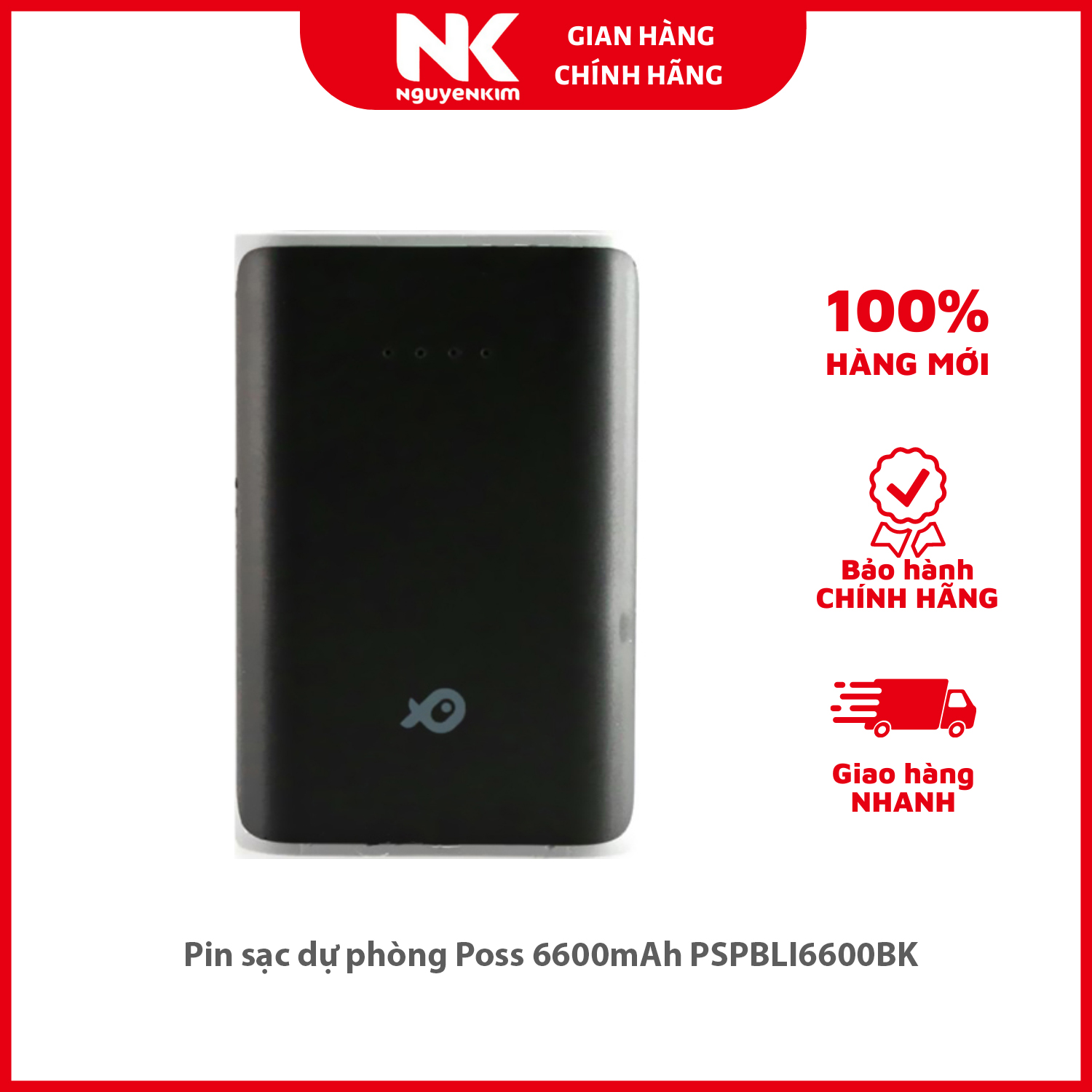 Pin sạc dự phòng Poss 6600mAh PSPBLI6600BK - Hàng chính hãng