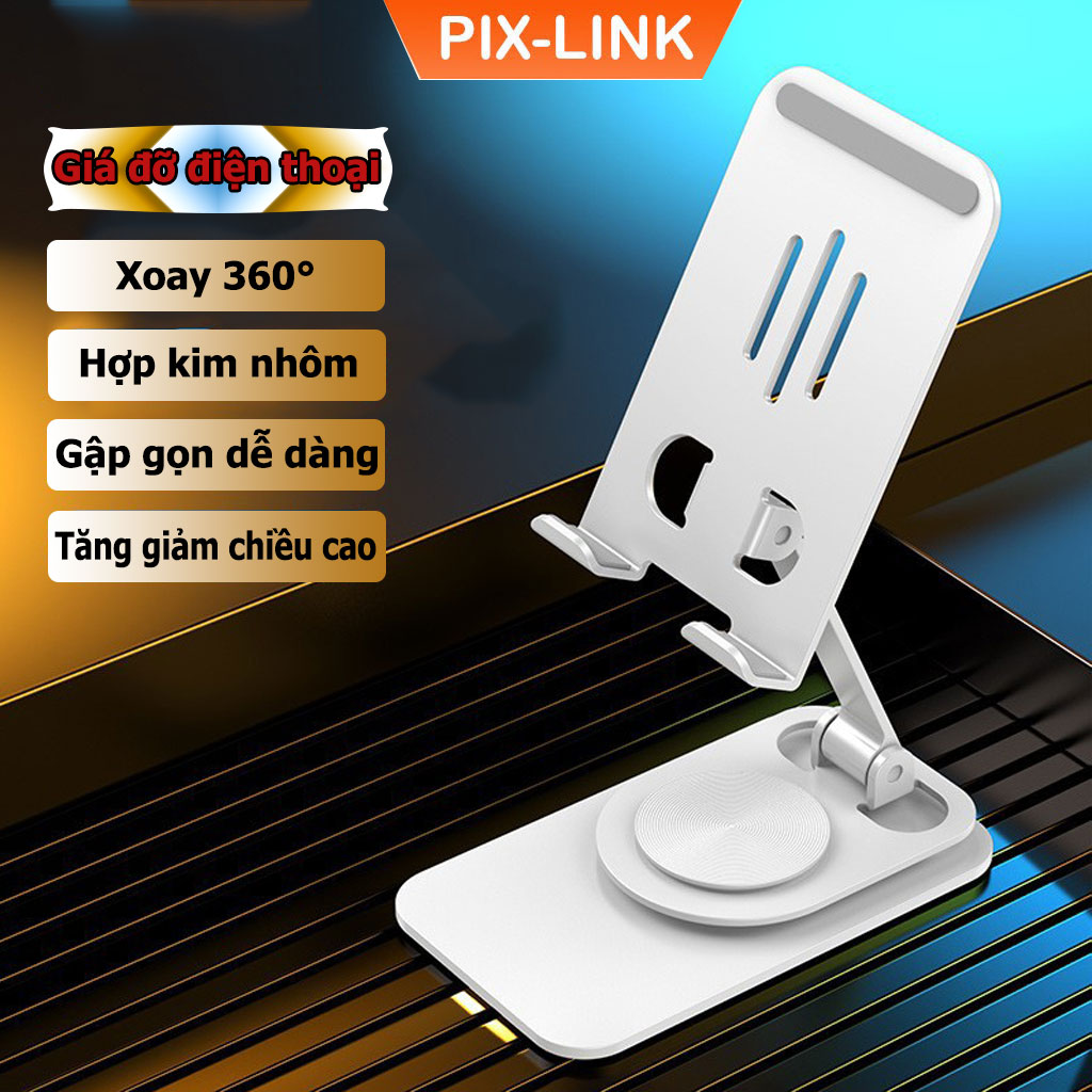 Giá đỡ điện thoại xoay 360 độ, giá đỡ hợp kim nhôm Pix-link X202 dành cho điện thoại, máy tính bảng, dễ dàng gập gọn - Hàng chính hãng/hàng nhập khẩu