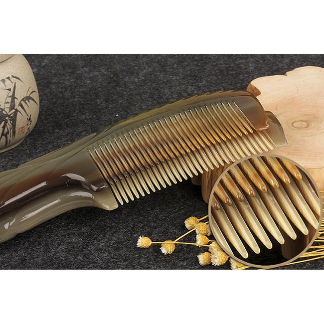 Lược sừng xuất Nhật (Size: M - 15cm) COH105 - Lược bằng đầu 2 loại răng – Chăm sóc tóc