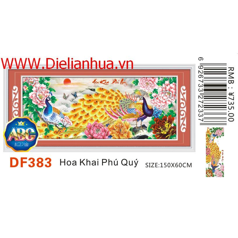 Tranh đá hoa khai phú quý công vàng DF383 - kích thước: 150 * 60cm.