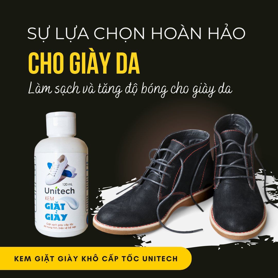 Kem giặt giày khô cao cấp Unitech - Gel giặt giày dép tiện dụng, giặt được mọi loại giày (sneaker, giày thể thao, giày da, nhung ..vv) (120 ml)