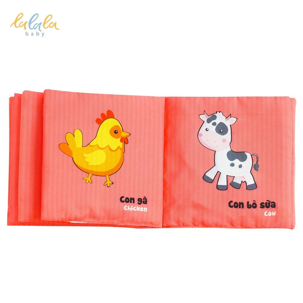 Sách vải Lalala baby, kích thích đa giác quan chủ đề Động vật, kích thước 15x15cm 12 trang