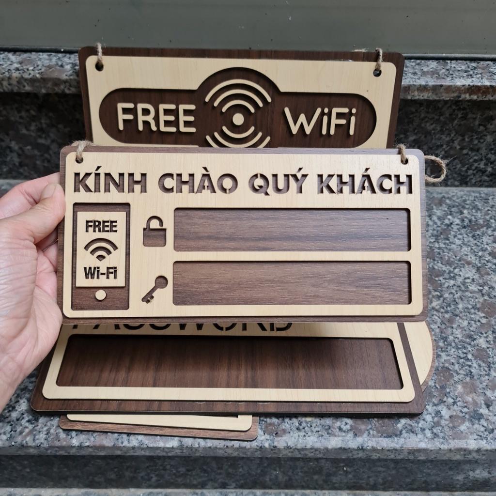 Bảng thông tin wifi bằng gỗ handmade trang trí Decor shop, Cửa Hàng