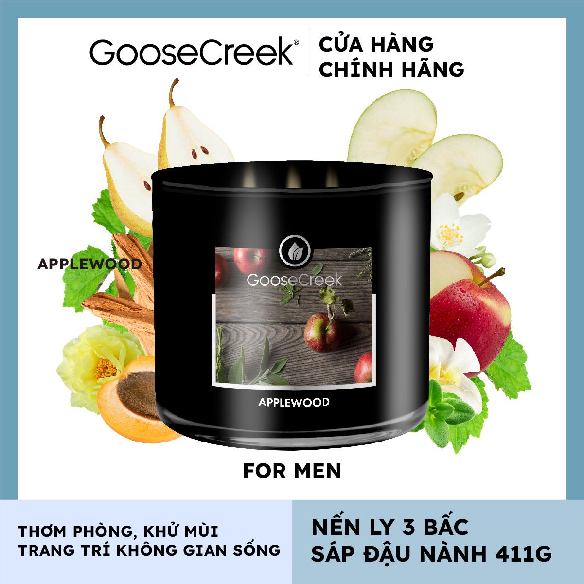 Nến ly 3 bấc sáp đậu nành For Men Goose Creek (411g) - Applewood