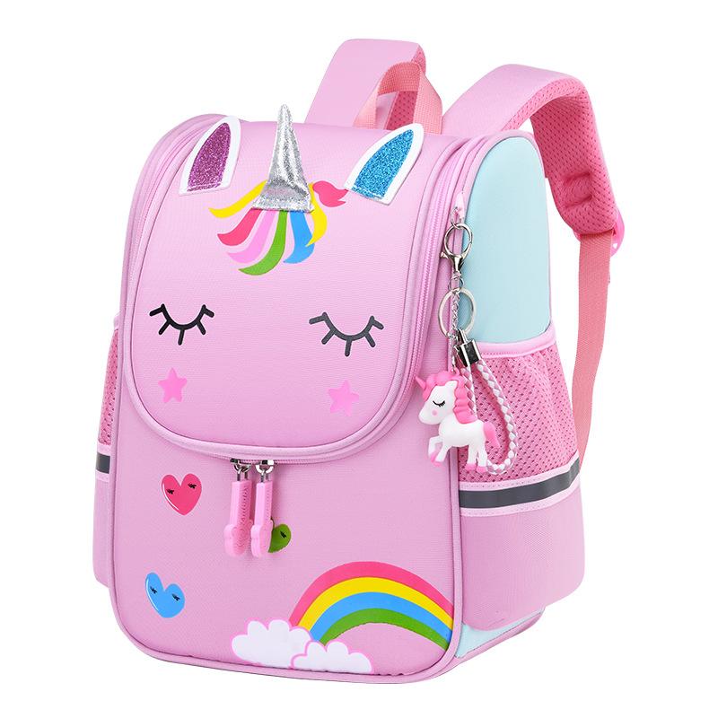 Cô Gái Học Túi Con Hồng Kỳ Lân Nylon In Hình Ba Lô Học Sinh Mẫu Nữ Dễ Thương Trẻ Em Schoolbag Chống Nước Kid