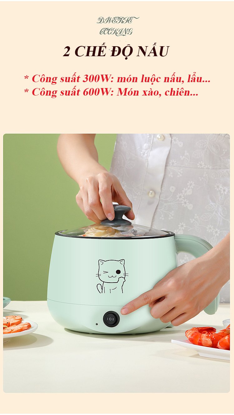 Nồi điện mini đa năng nấu cơm , nấu mỳ , nấu canh , lẩu D111