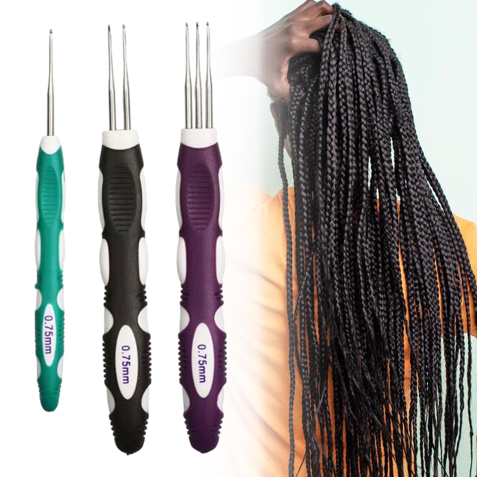3x Dreadlock Crochet Pin Hair Making 1 Hook 2 Hook 3 Hooks Practical Hair Braiding Tool Hair Extensions Crochet Weaving Pin