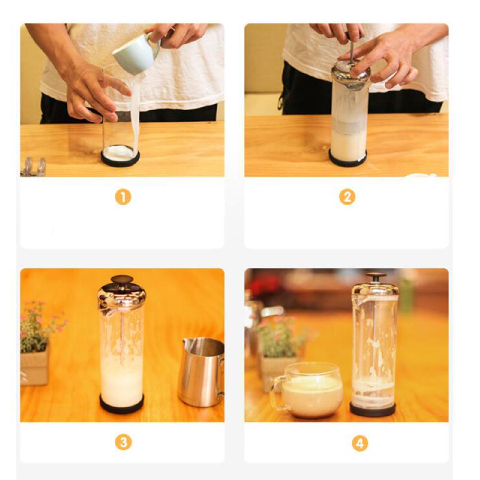 400ML Double  Milk Frother Manual Frothing Coffee Cappuccino