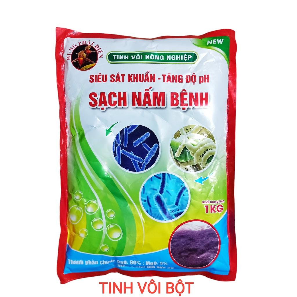 Tinh vôi bột nông nghiệp - Gói 1 ký, Siêu sát khuẩn, xử lý giá thể, vệ sinh chuồng trại trừ nấm bệnh