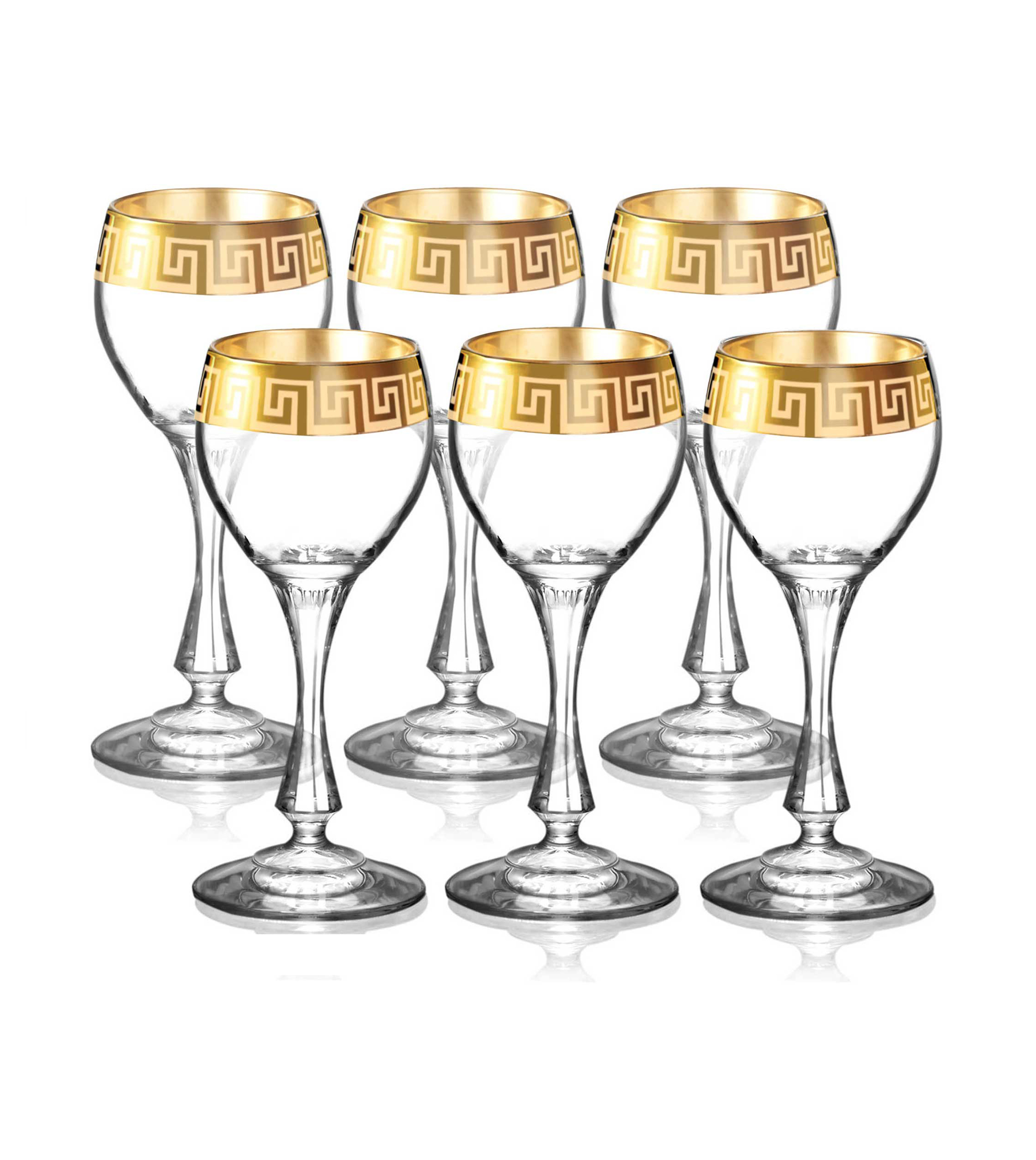 Bộ 6 ly rượu mạnh mạ vàng 24k Versace 065 ml Tiệp Khắc