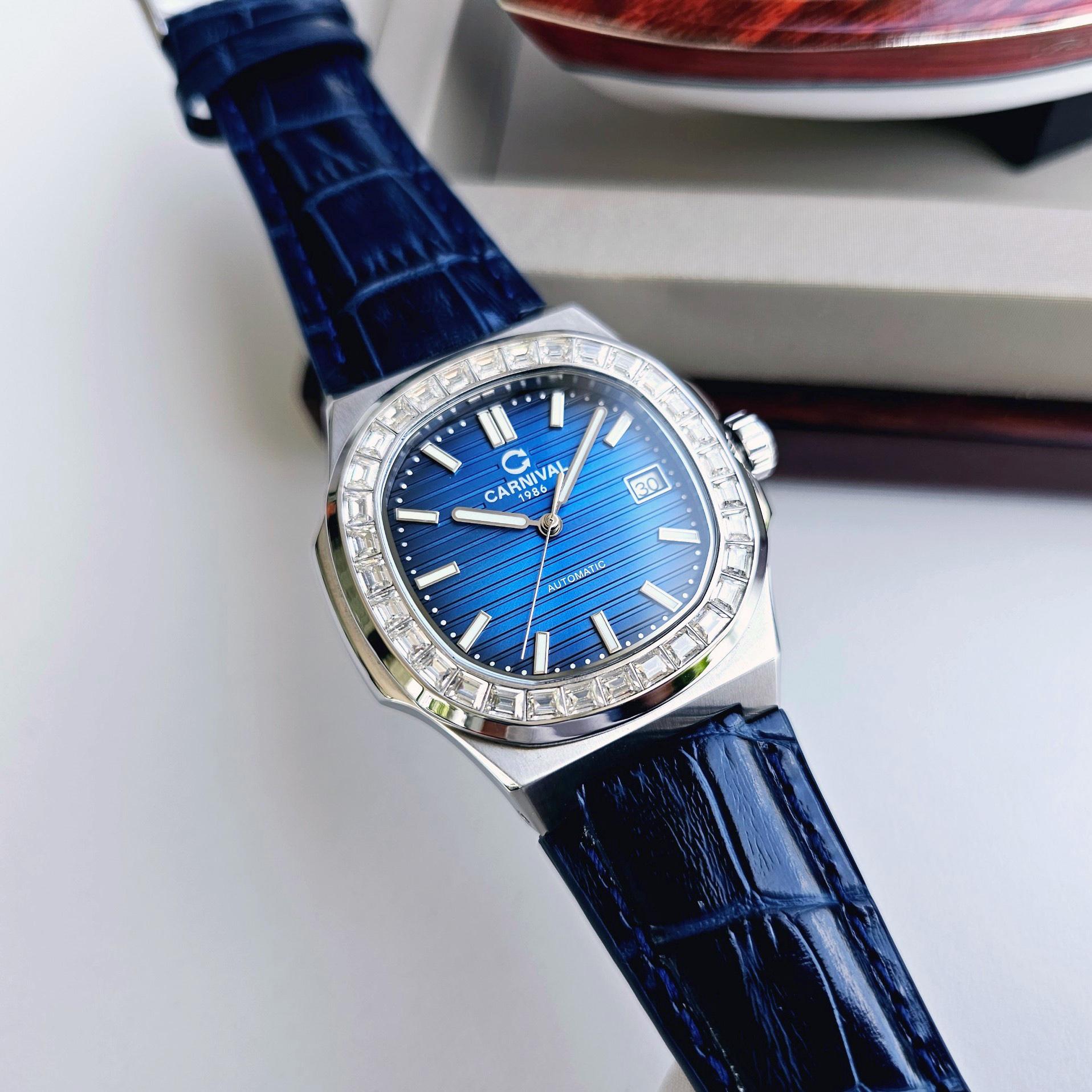 Đồng Hồ Nam Dây Da Carnival Nautilus G8108.304.034 Automatic - Kính Sapphire - Size 41mm - Carnival 8108G-VT-MXANH