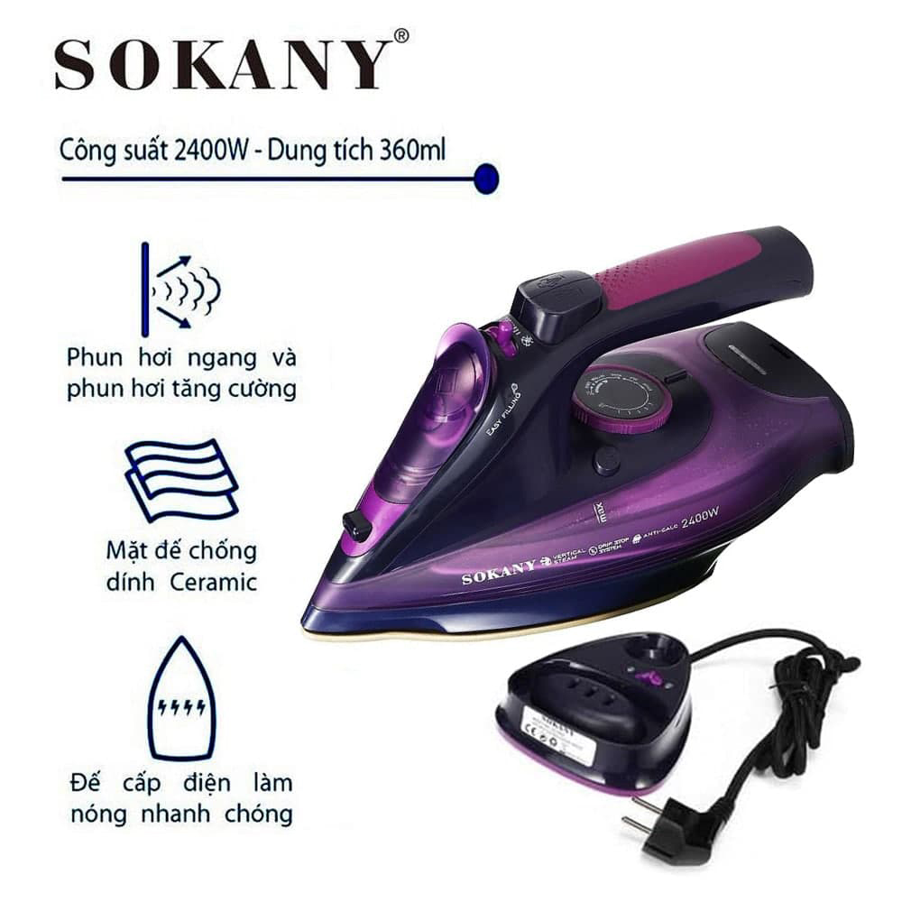 Bàn Ủi Hơi Nước không dây SOKANY AJ-2085 - Hàng chính hãng