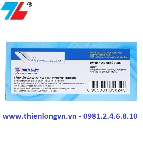 Hộp 20 cây bút gel - bút nước 0.5mm Thiên Long; GEL-08 màu xanh