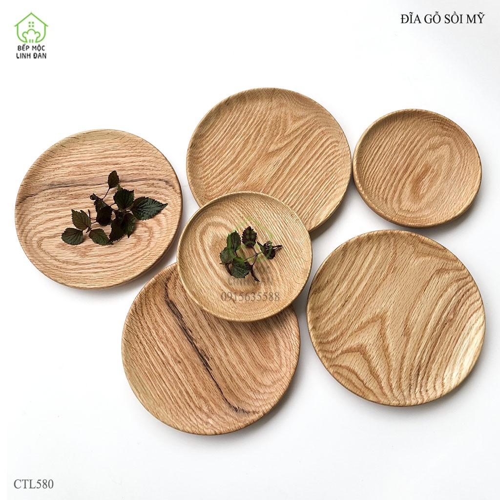 Đĩa Gỗ Sồi HAHANCO Đựng Thức Ăn, Hoa Quả, Decor_Vân Đẹp, Siêu Sạch