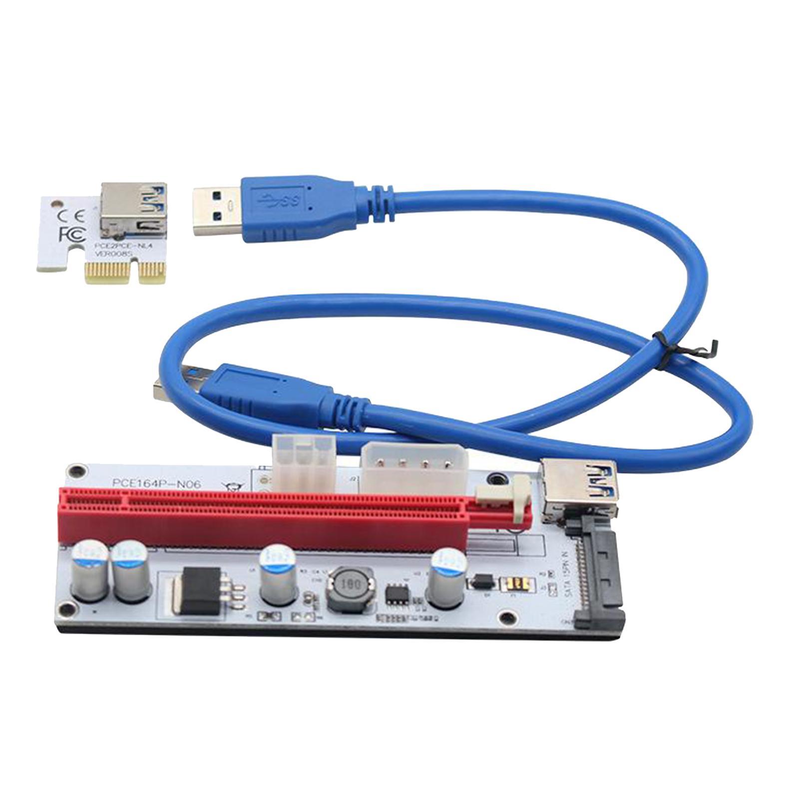 PCI-E Riser Card 008s 4Pin SATA 6PIN 1x to 16x Adapter Card USB3.0 3x