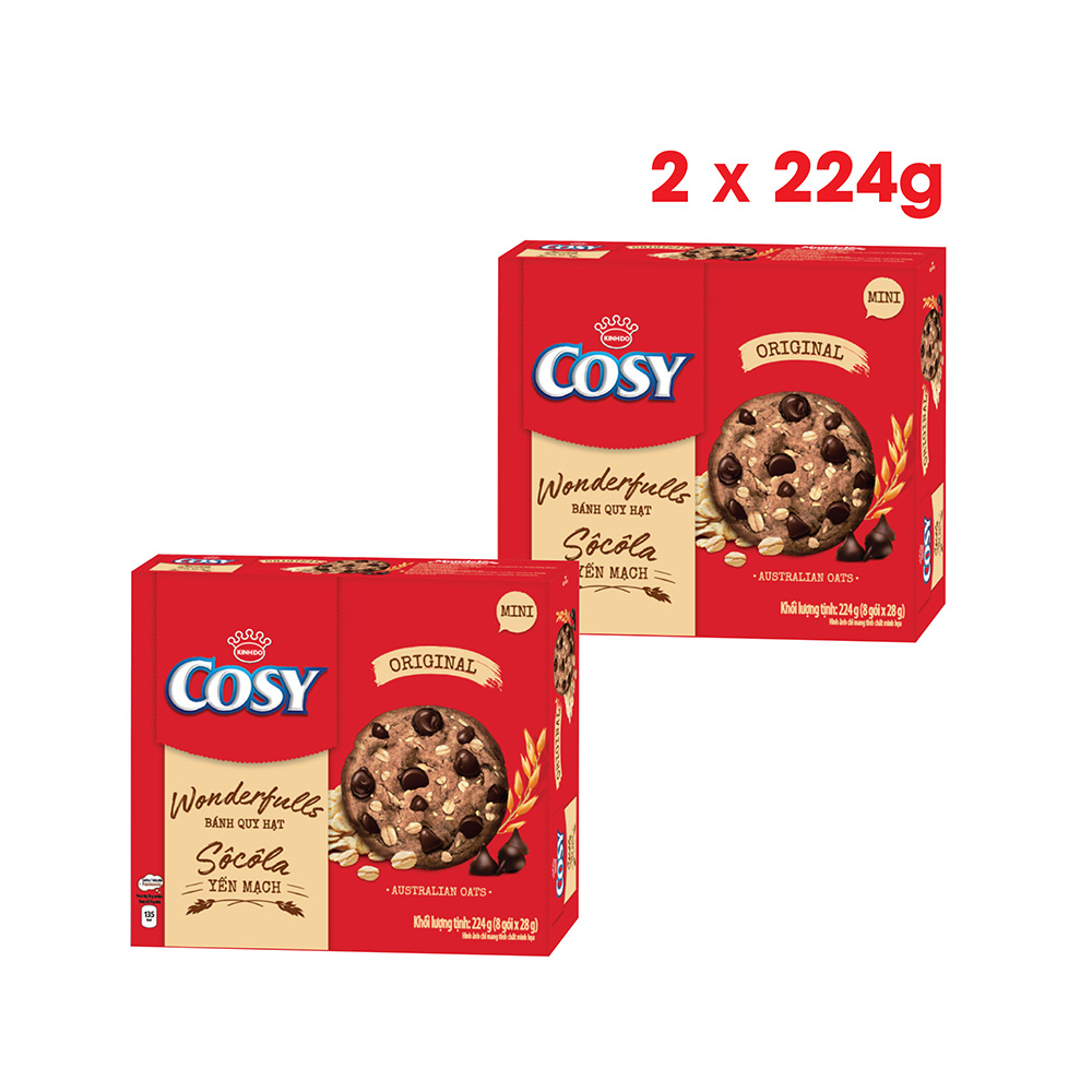 Combo 2 Hộp Bánh Quy COSY Wonderfulls Hạt Sôcôla Yến Mạch Vị Truyền Thống 2x224g