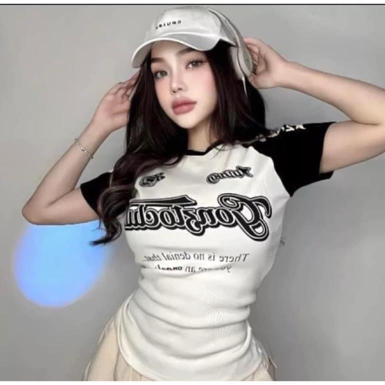 [Hàng Hot] Áo Baby Tee Phối Viền Tay Anger Ôm Bdoy Cá Tính Phong Cách Retro - Đen