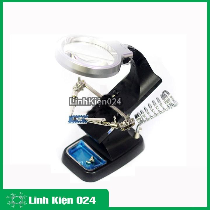 Kính Lúp Hàn Mạch Để Bàn Đa Năng TH-7023 3X/4.5X Quay 360 Độ (Có Đèn)