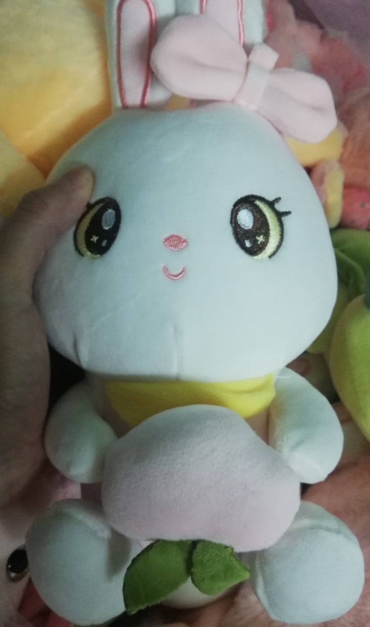 Gấu Bông Thỏ Trắng ôm Tim thú nhồi bông 25cm