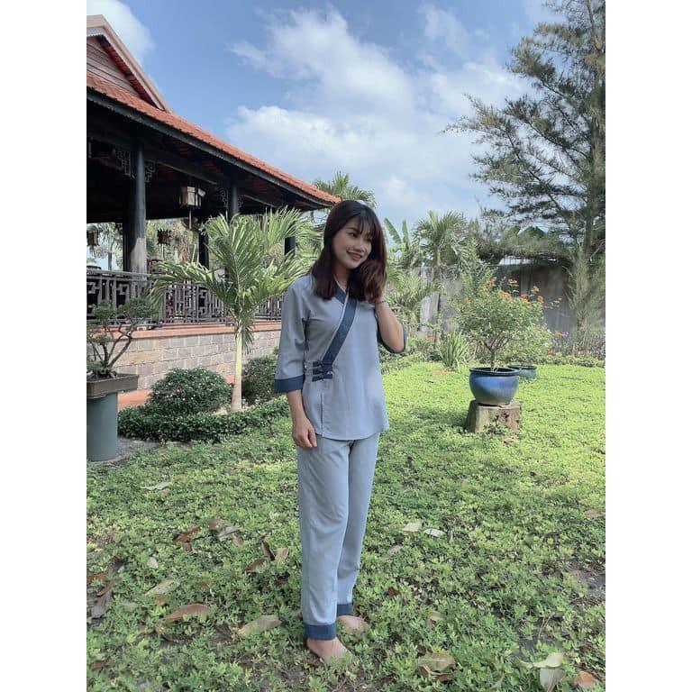 ĐỒ LAM ĐI CHÙA PHÁP PHỤC PHẬT GIÁO 3 NÚT