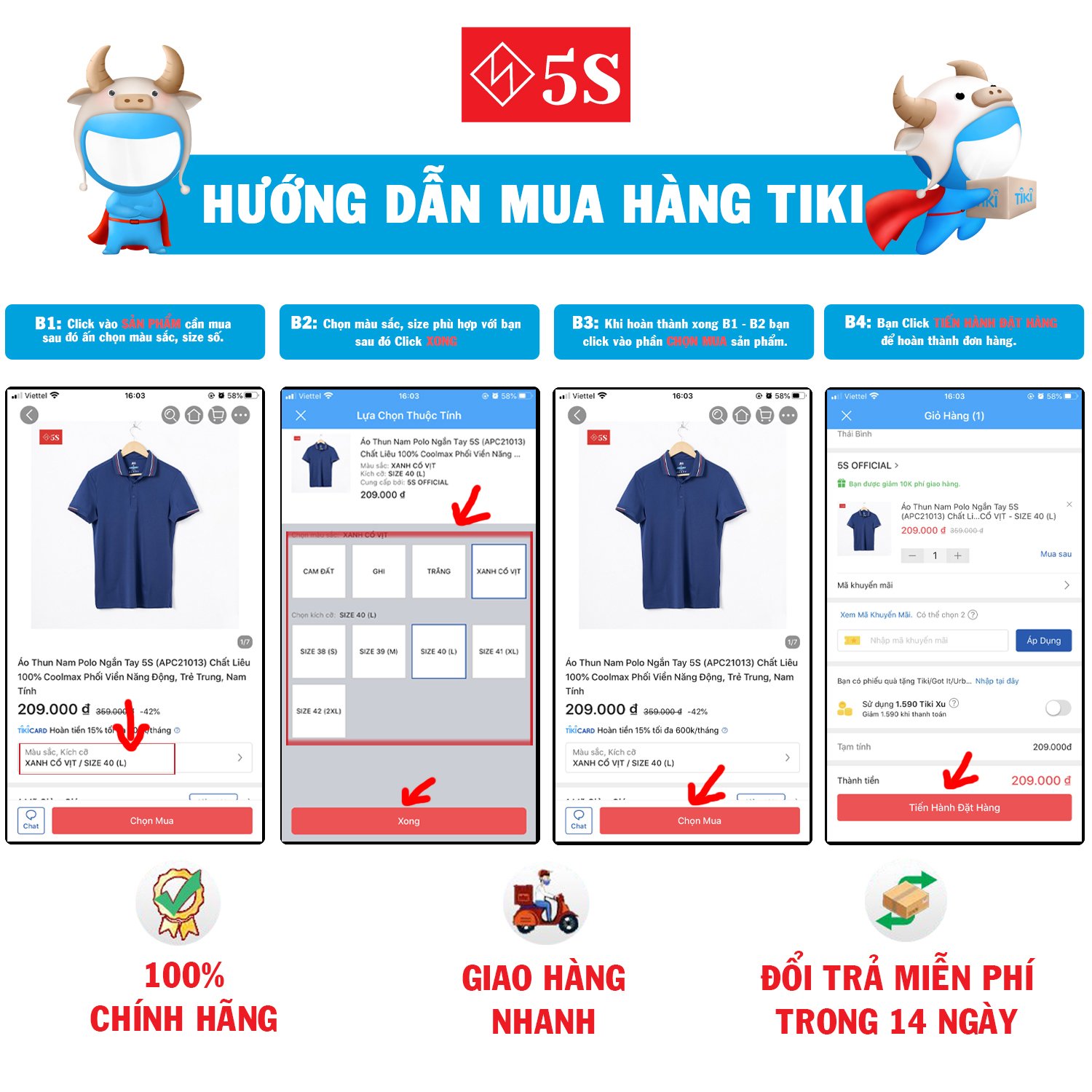 Áo Thun Nam 5S Cổ Tim (ATSSB199) Cao Cấp Trẻ Trung, Thoáng Mát N2