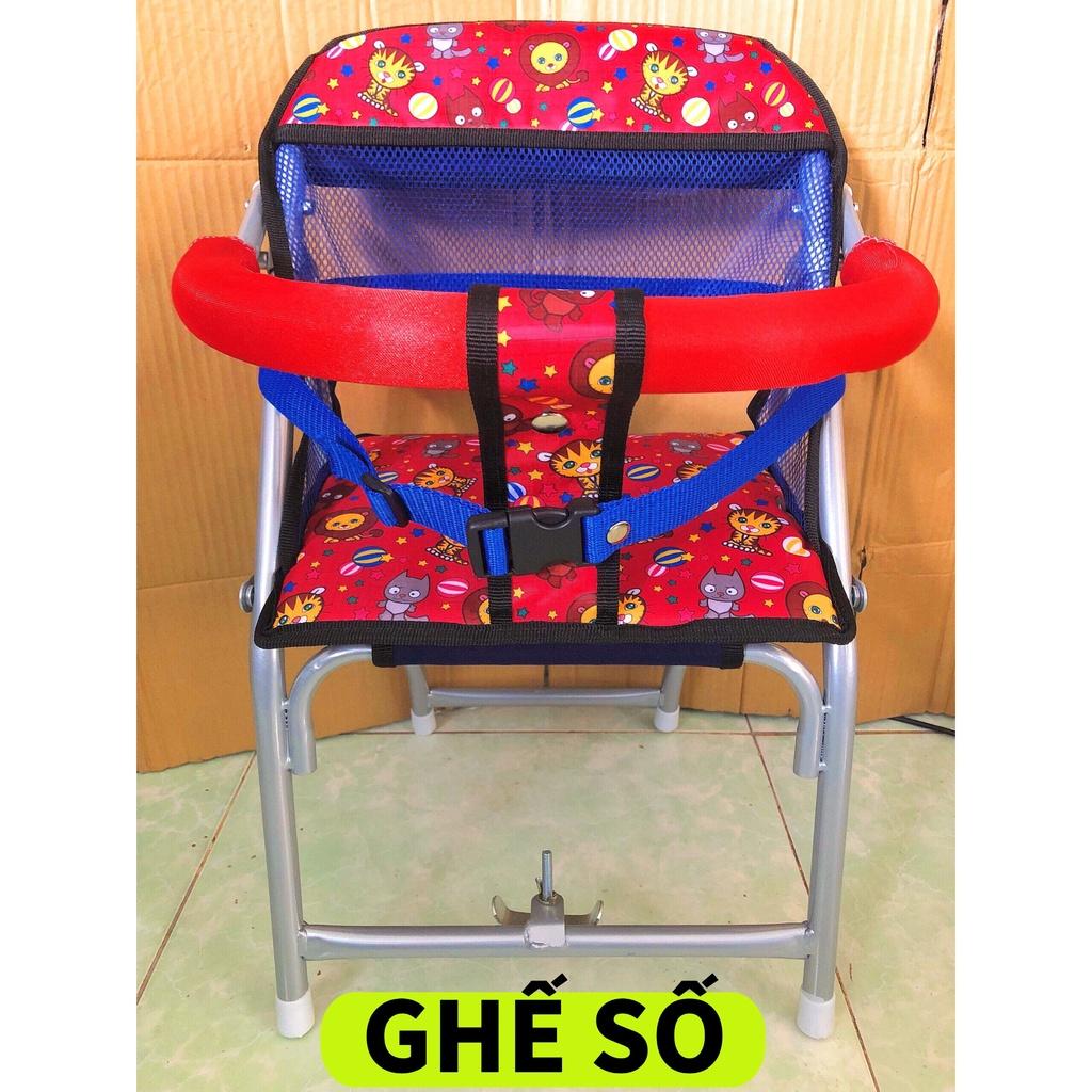 Ghế ngồi xe số có dây an toàn cho bé , GHẾ SỐ XẾP SẮT SƠN TĨNH ĐIỆN CÓ DÂY ĐAI