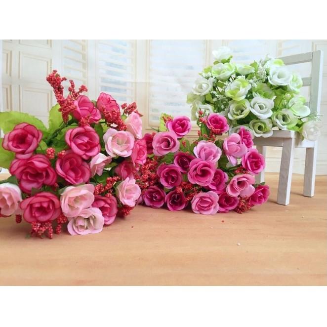 Cành hoa hồng kim cương 7 nhánh trang trí