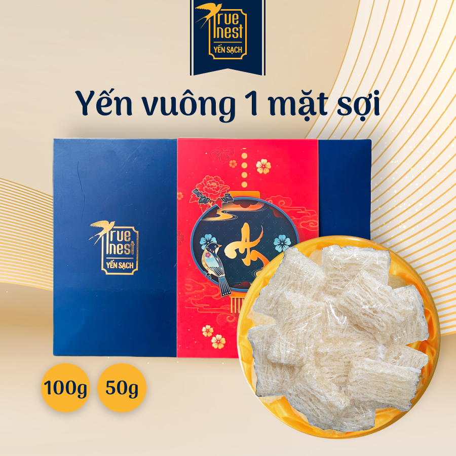 Tổ yến sào tinh chế True Nest - Miếng vuông 1 mặt sợi