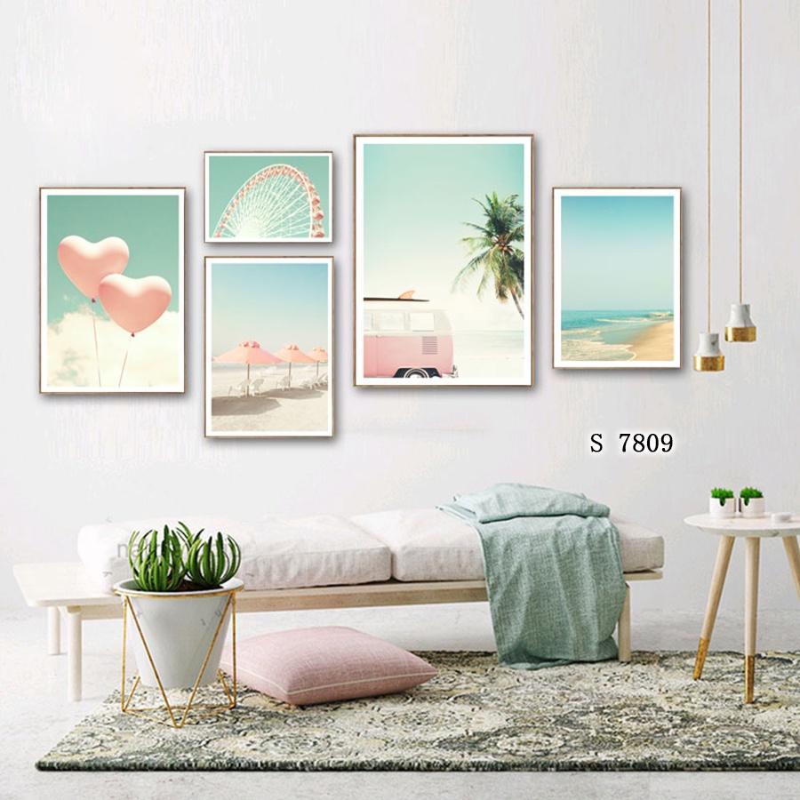 Bộ tranh khung canvas treo tường biển tình yêu