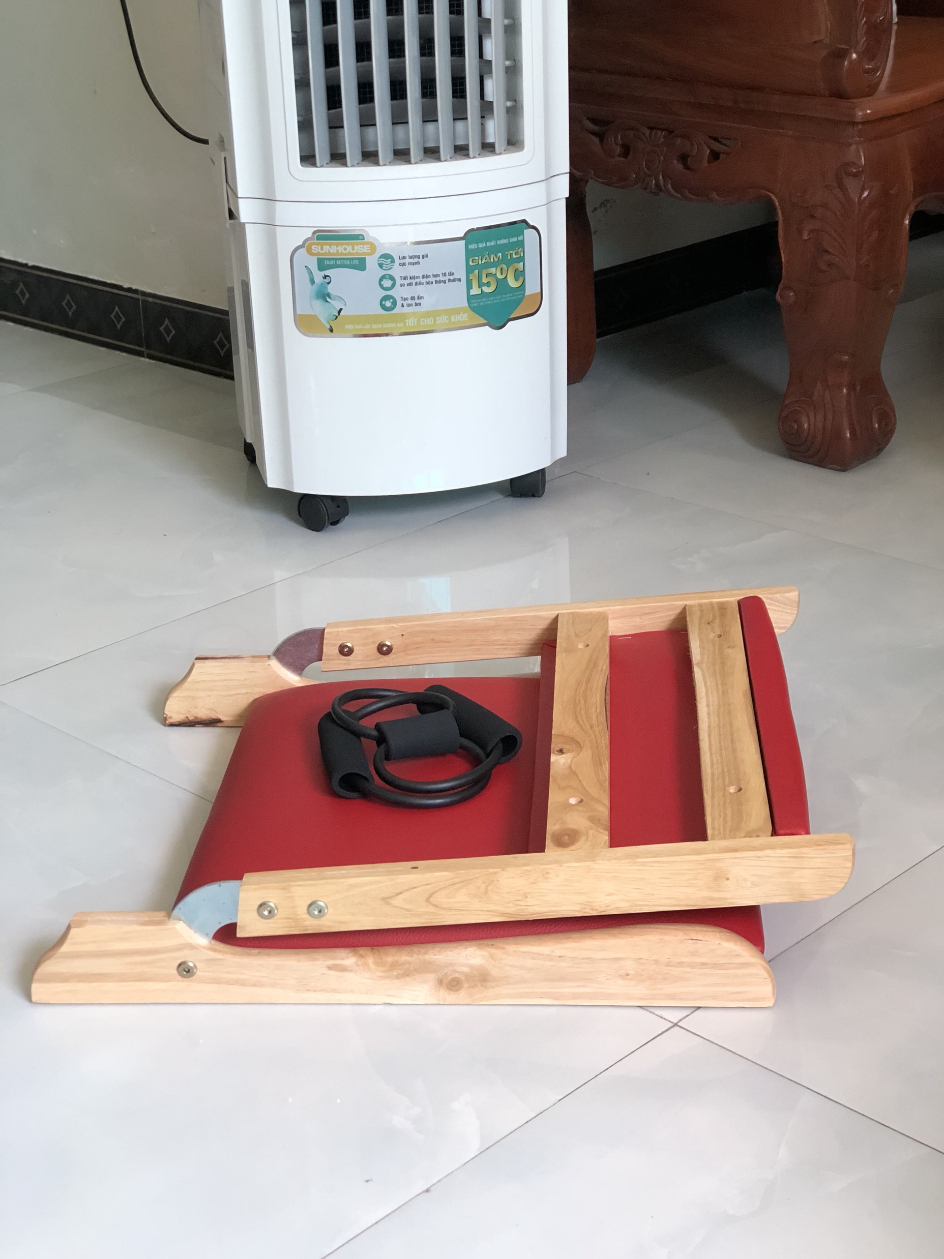 Ghế bệt tựa lưng, ghế lười bằng gỗ VIMOS -Tặng kèm dây kéo tập thể dục( màu ngẫu nhiên)