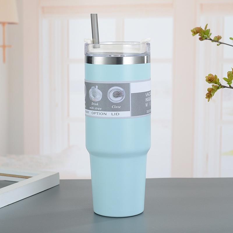 Ly Giữ Nhiệt Nóng Lạnh 890ML Kèm Ống Hút, Cốc Giữ Nhiệt Inox 304 Không Gỉ Sang Trọng Nắp Đậy Kín Chống Tràn