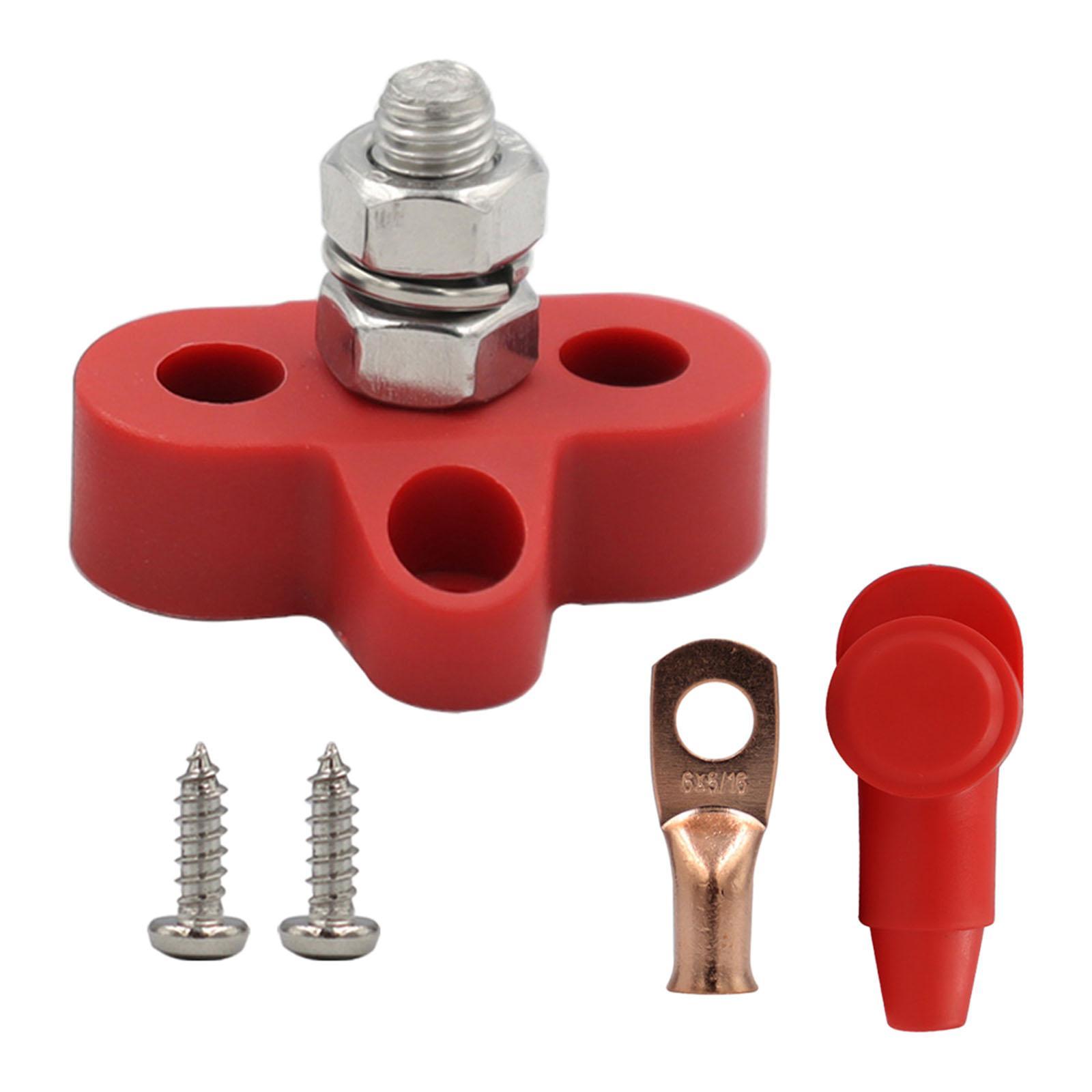 Power Distribution Terminal Block Kits 48V for Truck Car RV Red Single Stud