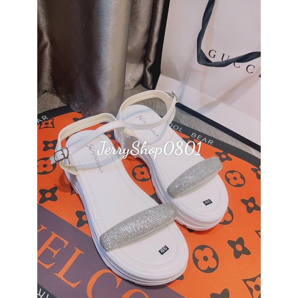 Giày Sandal bánh mì CAO 4P QUAI NGANG KIM TUYẾN LẤP LÁNH siêu xinh