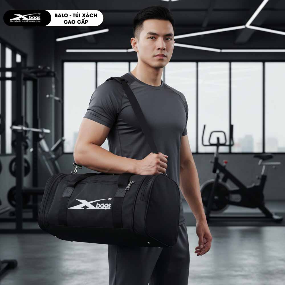 Túi Trống Thể Thao Xbags Xb6001 Cao Cấp Màu Đen, Chống Nước Tốt, Có Ngăn Giày Riêng Tiện Dụng, Chuyên Nghiệp Cá Tính!