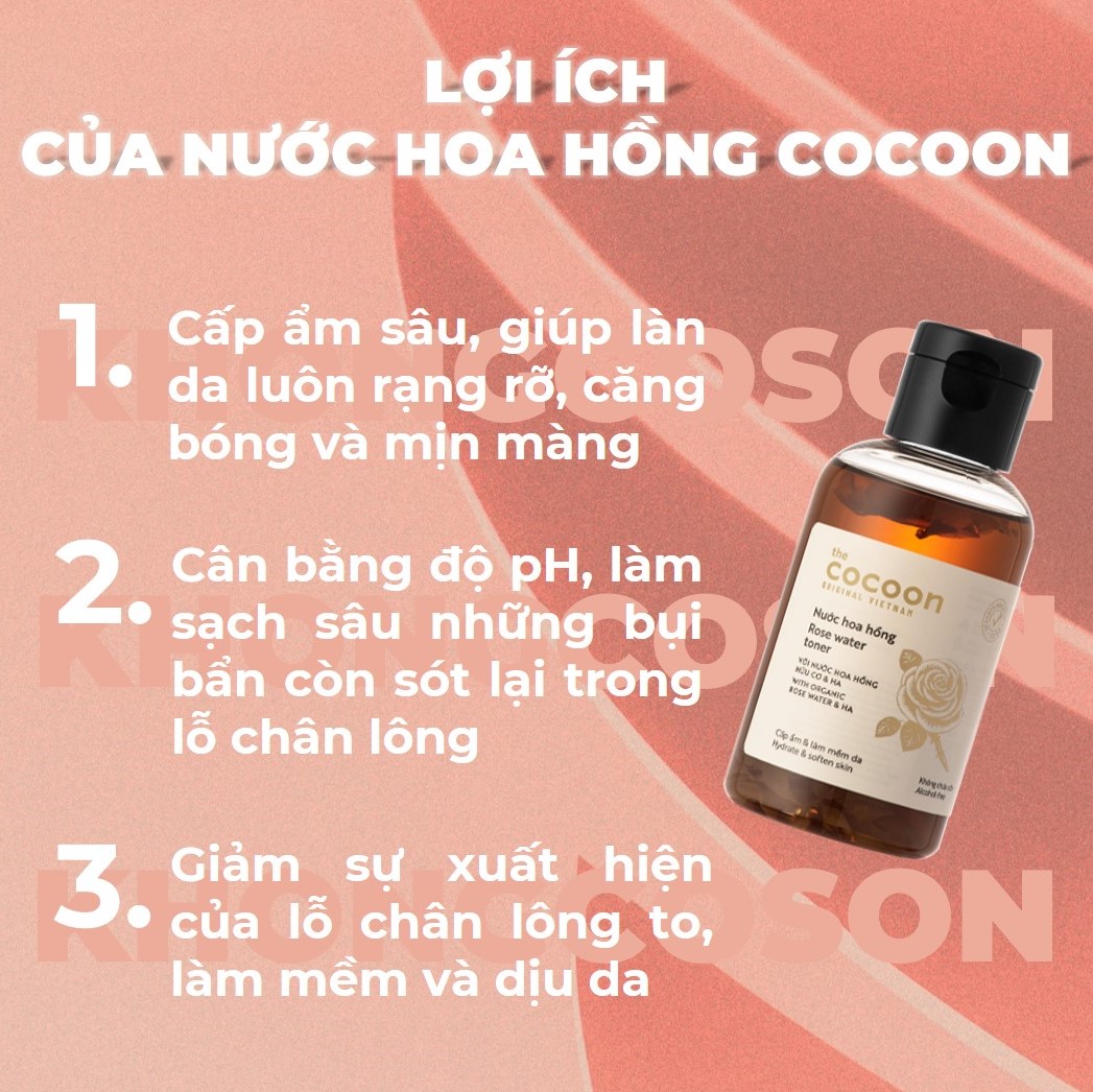 Toner Cocoon Nước Cân Bằng Hoa Hồng 140ml + Tặng Kèm Túi Cói Thời Trang