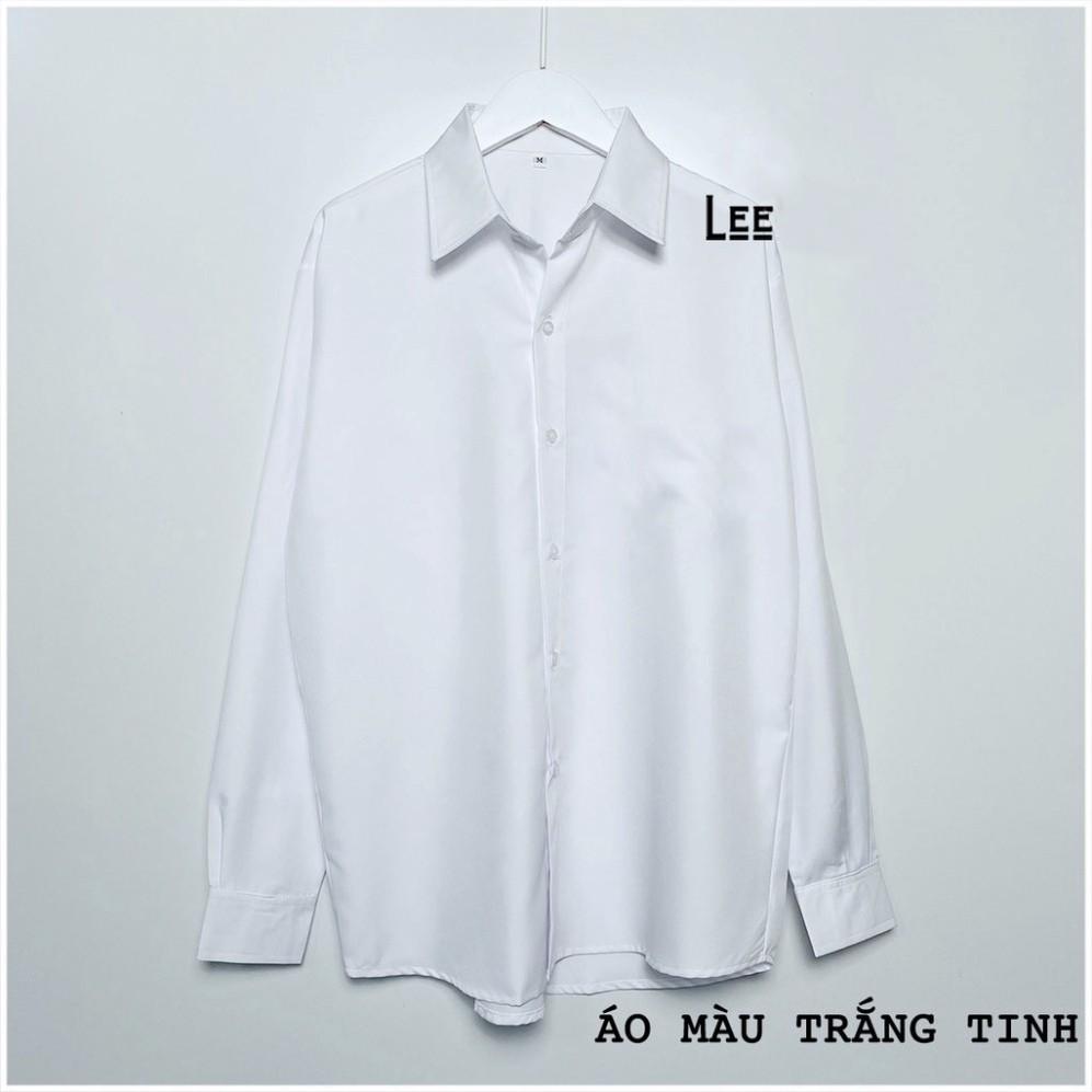 Áo Sơ Mi Nữ Form Rộng TRƠN Basic Unisex Dài Tay Trắng và Đen chất Cotton lụa Hàn mịn mát, áo sơ mi nữ Bigsize suông SM1