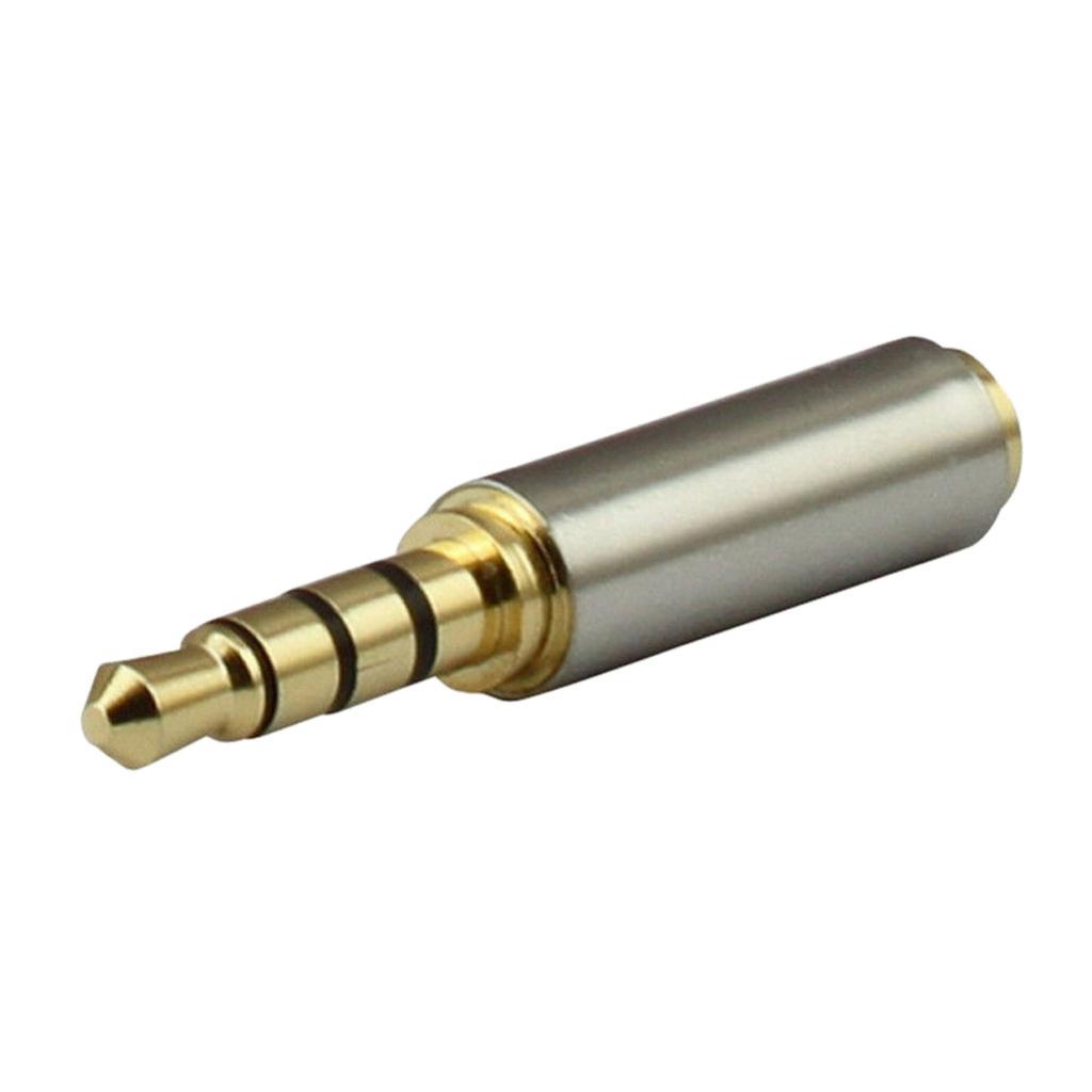 Gold Metal 3.5mm Male to 2.5mm Female Socket Headphone Mic Adapter Converter