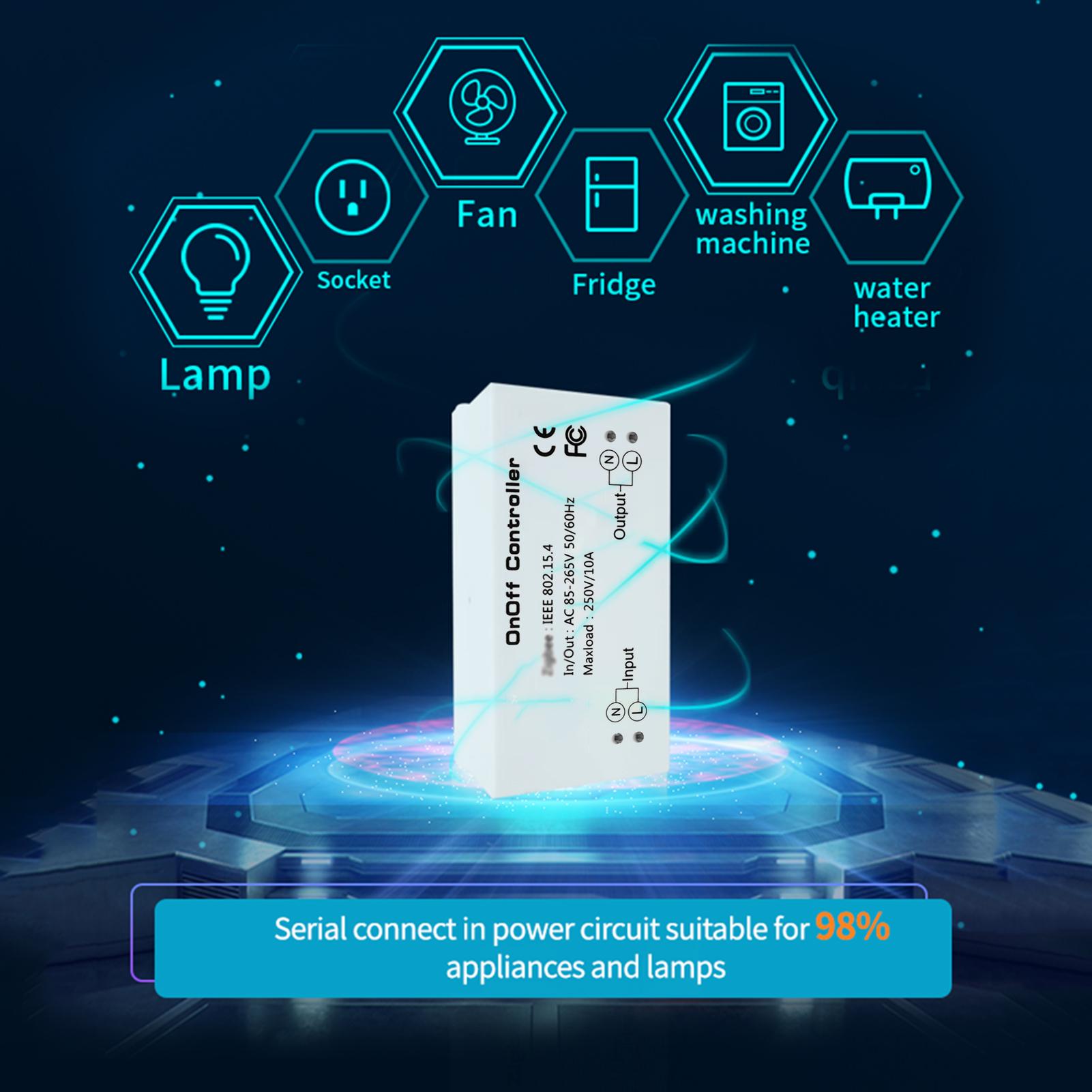 Zigbee On/Off Controller S-mart Switch APP Remote Control Intelligent Home Module Light Dimmer Controller Zigbee Bridge Hub AC85-265V 10A