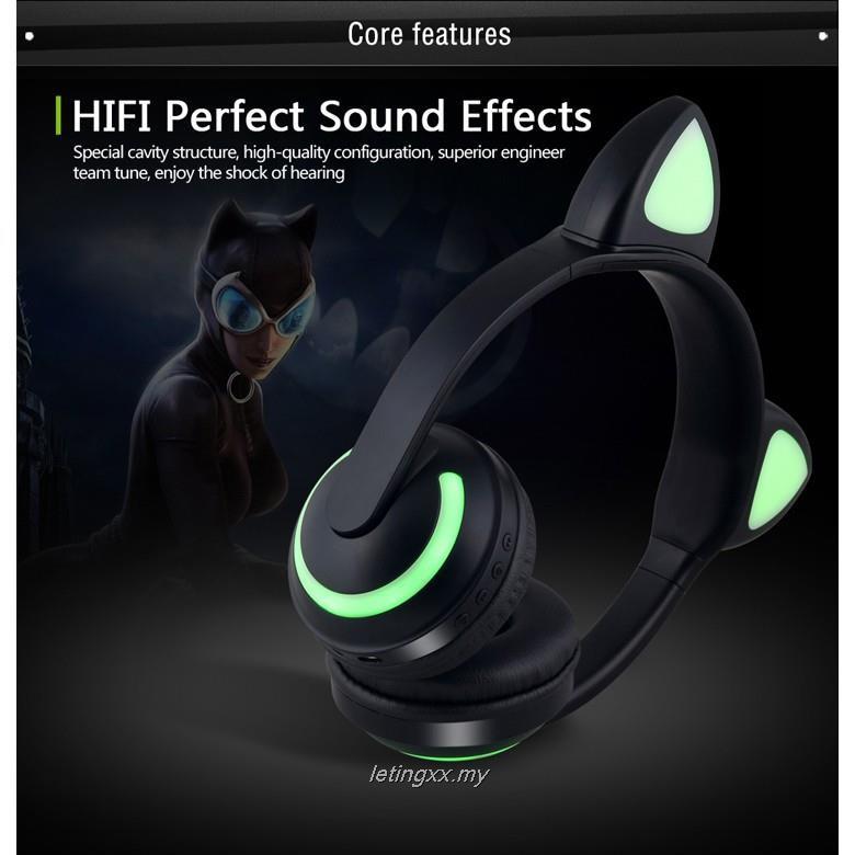 Tai Nghe Bluetooth Hình Mèo / Thỏ / Hươu / Ác Quỷ Phát Sáng