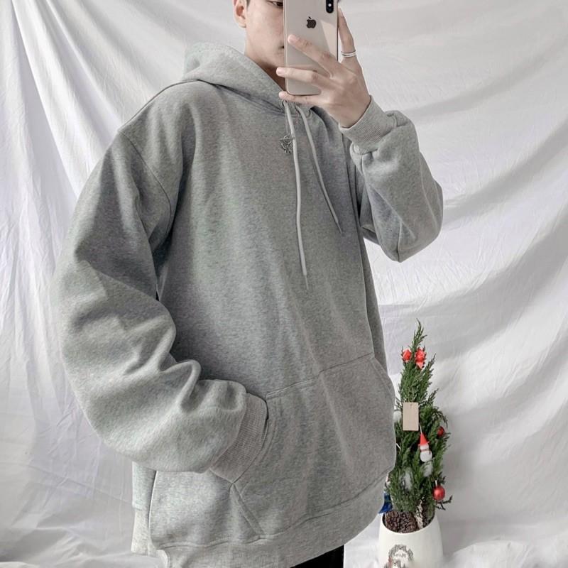 Hoodie trơn basic unisex, Áo mũ Hoodie Unisex nỉ bông trơn basic cặp đôi nam nữ Oversize Ulzzang Hàn Quốc thu đông form rộng 5 MÀU, Áo khoác Hoodie chui đầu nam nữ màu trơn form basic giá rẻ, áo khoác nam có mũ chùm đầu