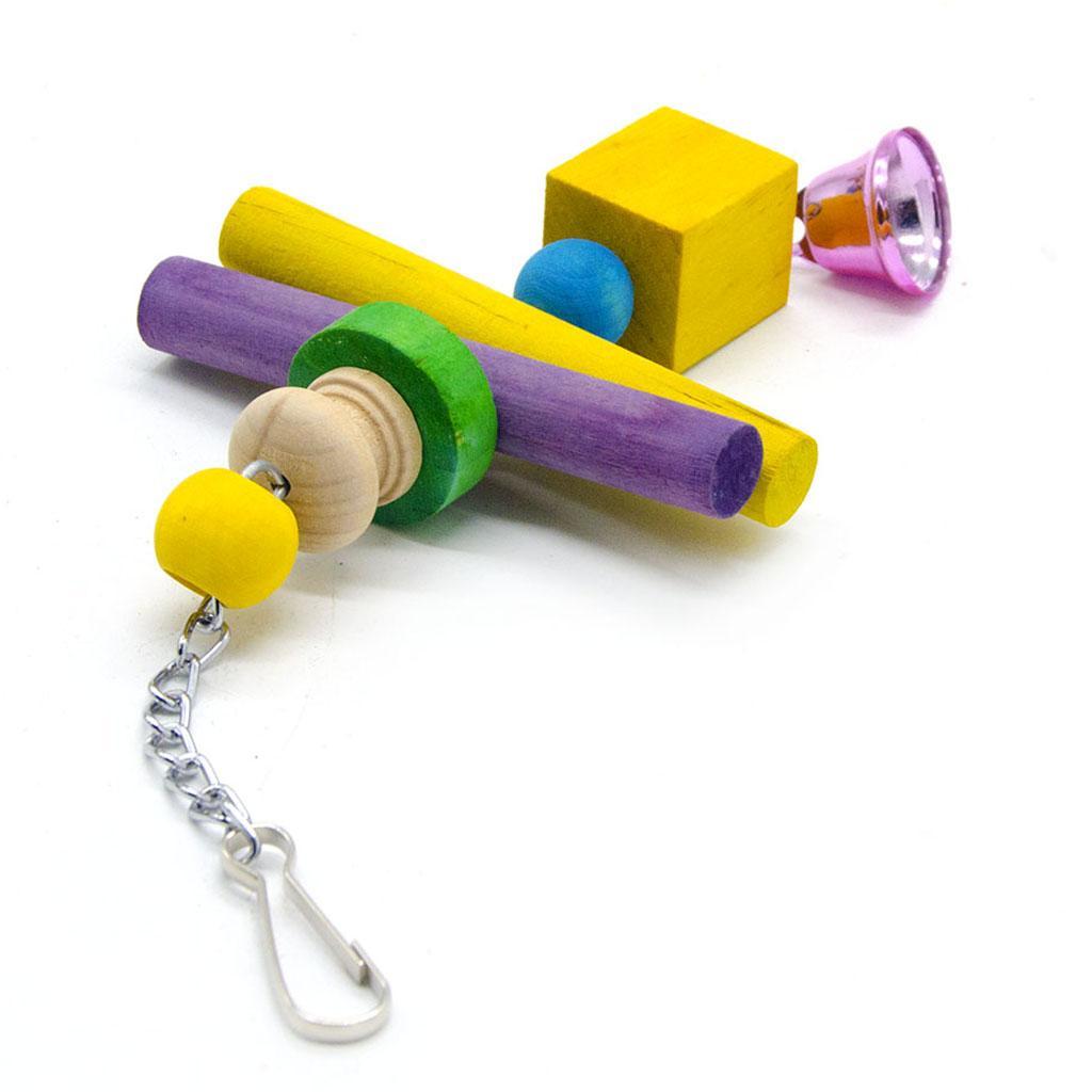 Natural Wooden Colorful Hanging Bird Chewing Toy Large Medium Parrot Cage Bite
