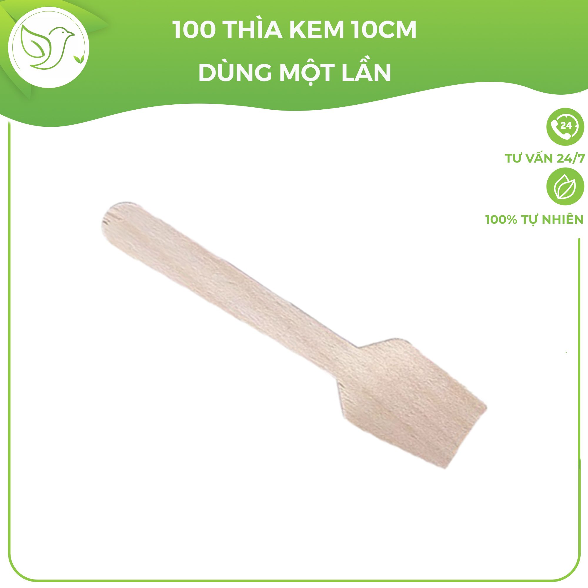 100 Thìa kem gỗ, muôi gỗ dùng một lần kiểu Nhật giá rẻ, sạch sẽ